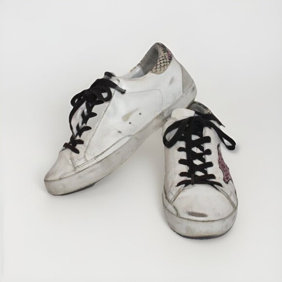 Golden Goose Super-Star White Pink Glitter Low Top Sneakers Womens Size 35 5 - Picture 13 of 14